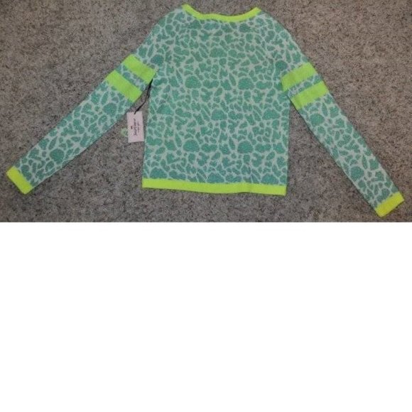 Womens Crop Sweater Juicy Couture S Neon Green Metallic Long Sleeve Sweatshirt - Picture 5 of 5